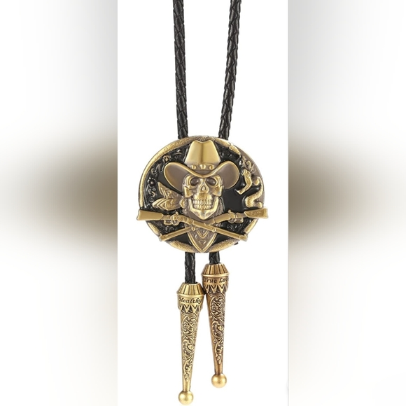 New skeleton cowboy leather bolo - Picture 2 of 2